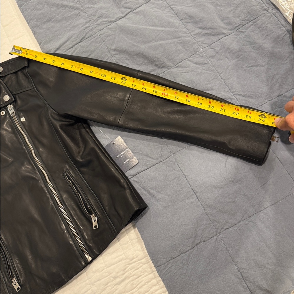 Lucky Brand Black Leather Motorcycle Jacket - Picture 8 of 12